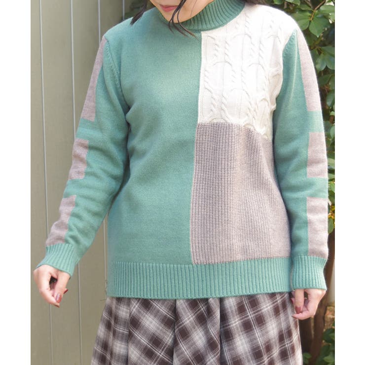 グリーン | ブロッキングニット | axes femme