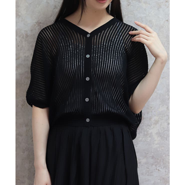 黒 | メッシュドルマンカーディガン | axes femme