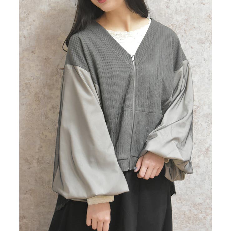 チャコール | チュール切替カーデ | axes femme