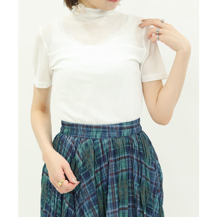 シアー半袖トップス[品番：IGAW0006349]｜axes femme