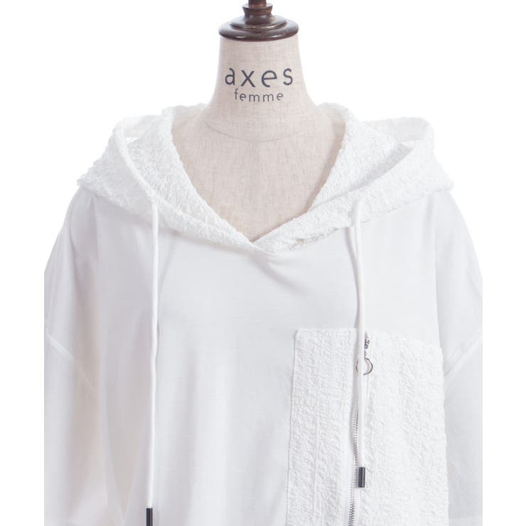異素材切替パーカー | axes femme | 詳細画像17 