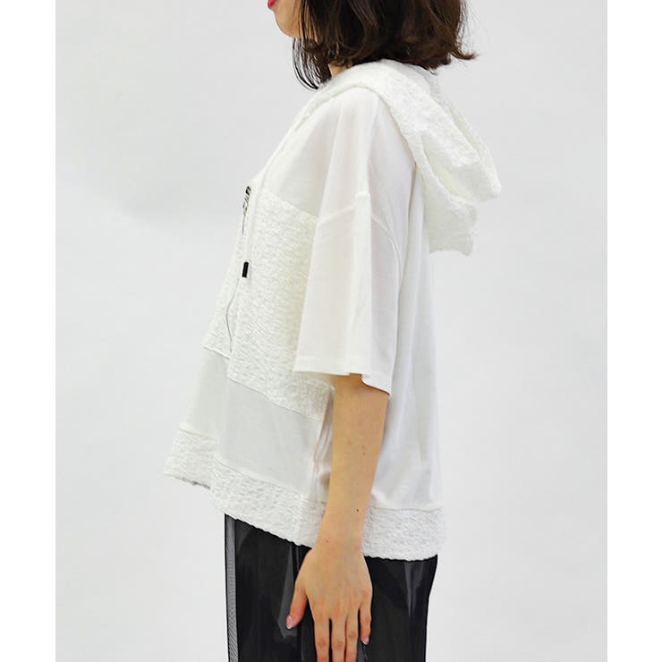 異素材切替パーカー | axes femme | 詳細画像2 