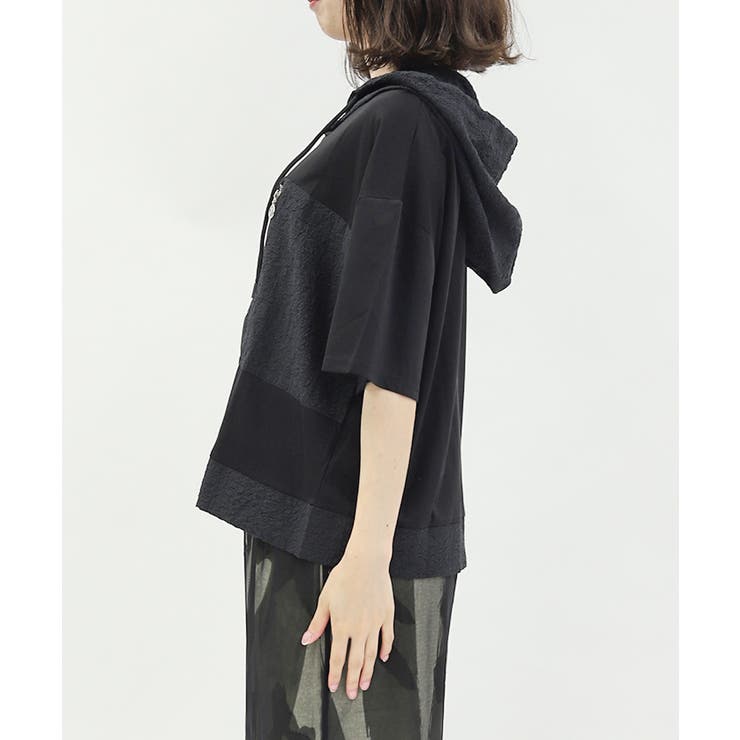 異素材切替パーカー | axes femme | 詳細画像4 