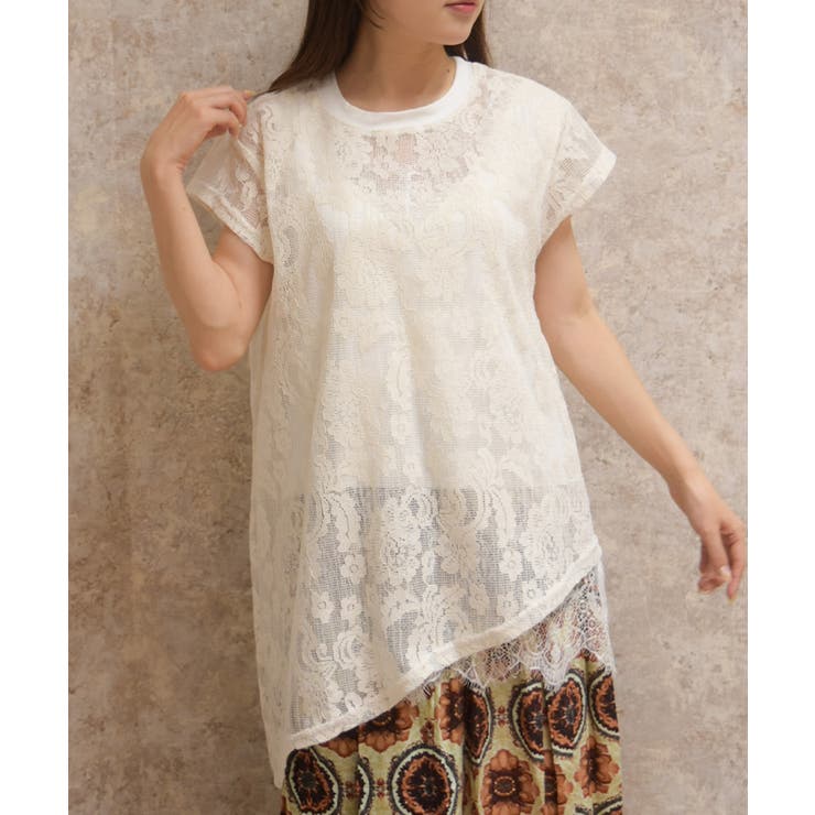 白 | レースアシメトップス | axes femme