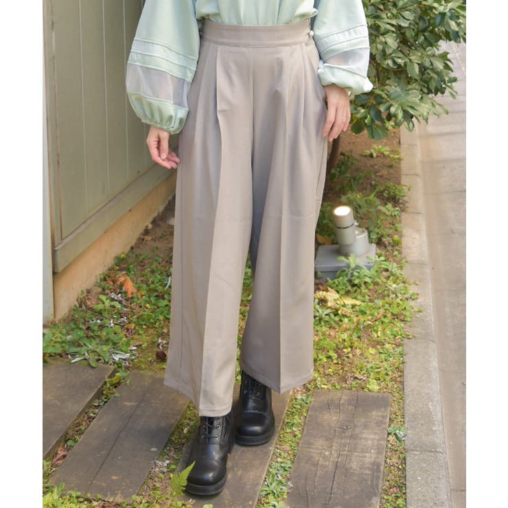 ベージュ | サイドボタンタックパンツ | axes femme