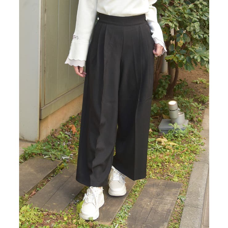 黒 | サイドボタンタックパンツ | axes femme