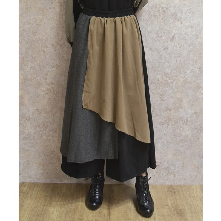 ベージュ | アシメレイヤードパンツ | axes femme