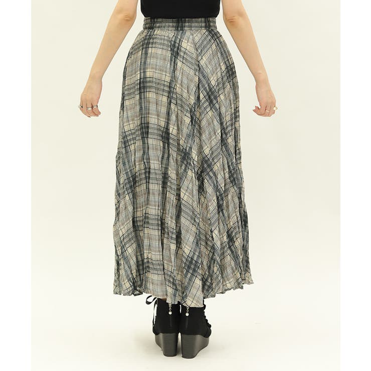 シワ加工チェック柄スカート[品番：IGAW0006350]｜axes femme