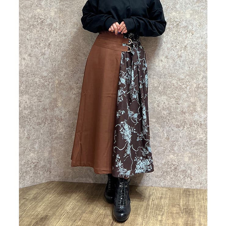 キャメル | アシメ飾りベルトスカート | axes femme