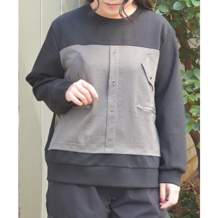 黒 | 異素材デザインプルオーバー | axes femme