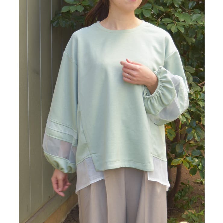 ミント | ダンボールカットシア切替プルオーバー | axes femme