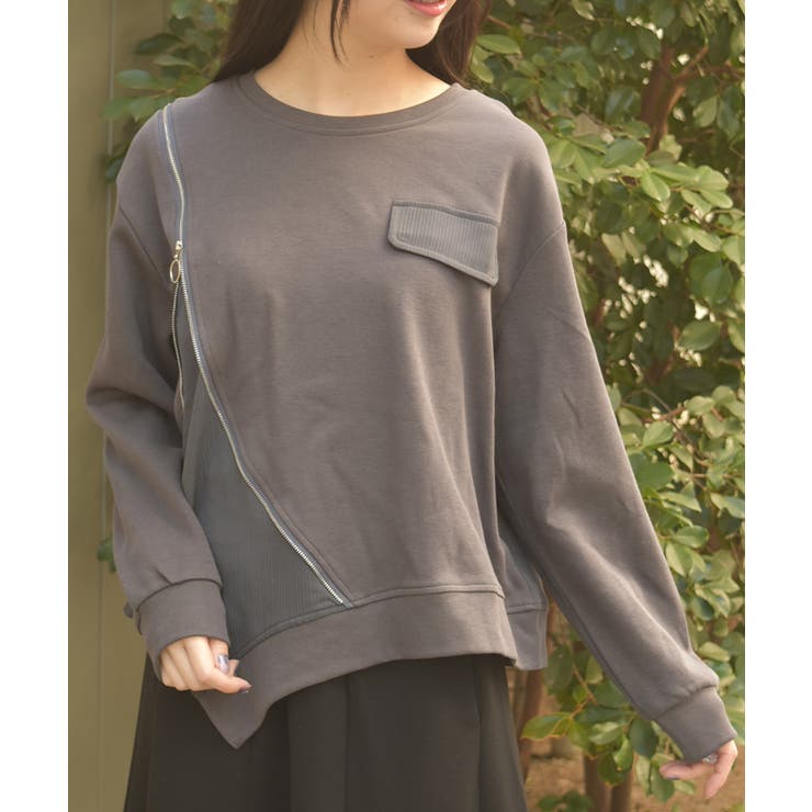 グレー | 変形ジッププルオーバー | axes femme
