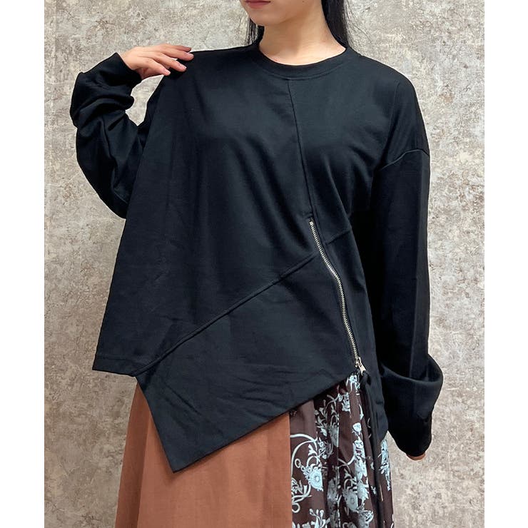 黒 | ジップデザインプルオーバー | axes femme