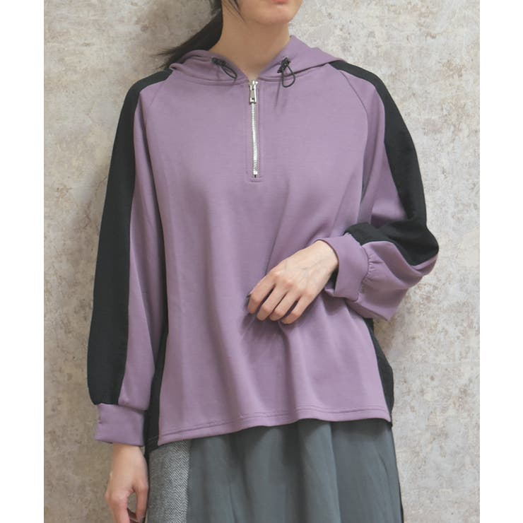 異素材配色パーカー | axes femme | 詳細画像1 