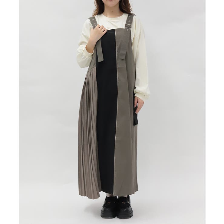 切替ブロッキングジャンパースカート | axes femme | 詳細画像6 