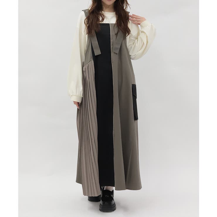 モカ | 切替ブロッキングジャンパースカート | axes femme