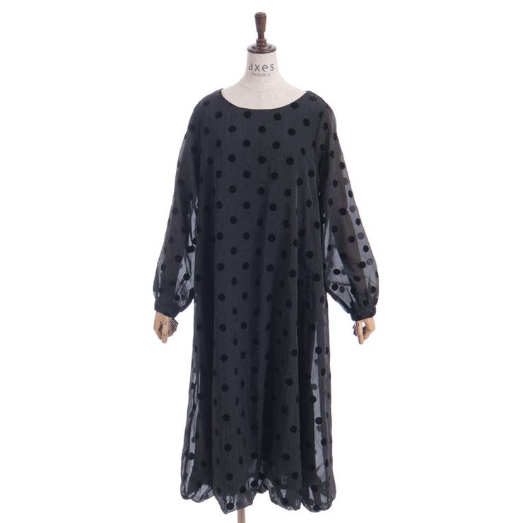 黒 | フロッキードットワンピース | axes femme