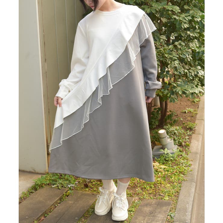 アシメフリルバイカラーワンピース | axes femme | 詳細画像4 