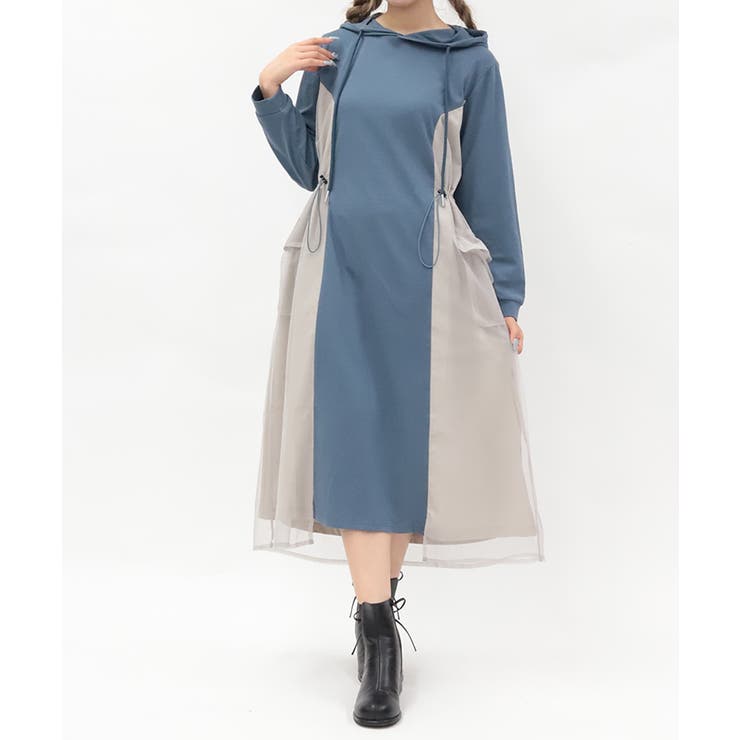 切替パーカーワンピース | axes femme | 詳細画像1 