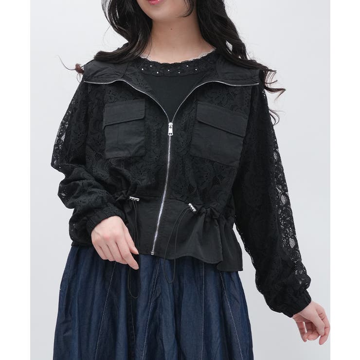 黒 | 総レースパーカー | axes femme