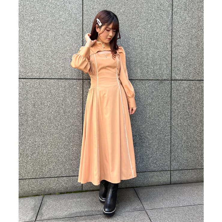 デコルテ開きラインワンピース[品番：IGAW0003298]｜axes femme