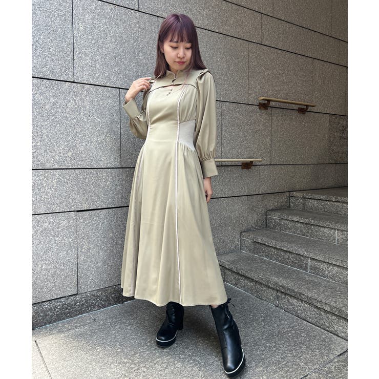 デコルテ開きラインワンピース[品番：IGAW0003298]｜axes femme