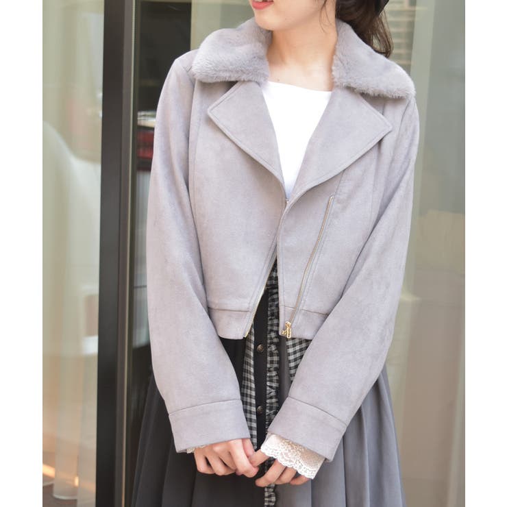 グレー | ファー襟カットスエードコート | axes femme