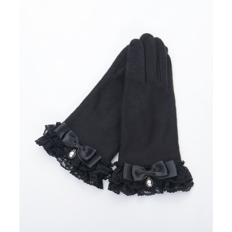 黒 | カメオリボンレースフリル手袋 | axes femme