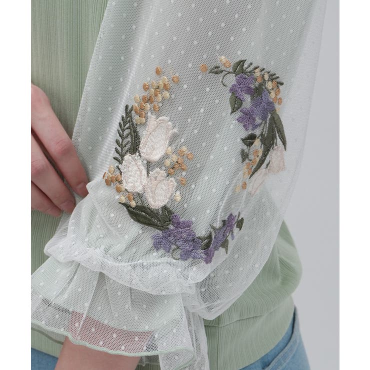 チューリップ刺繍七分袖プルオーバー | axes femme | 詳細画像6 