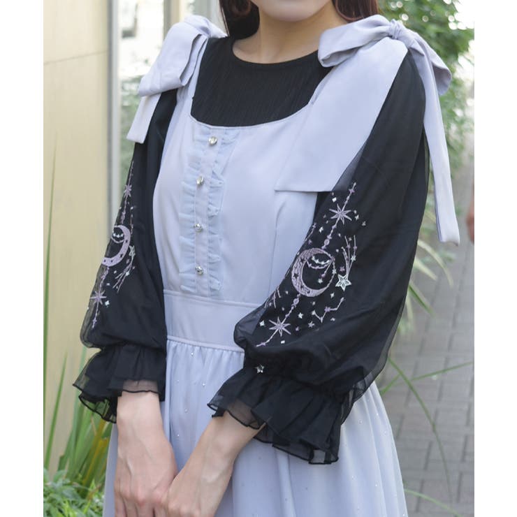 黒 | メテオール刺繍袖プルオーバー | axes femme