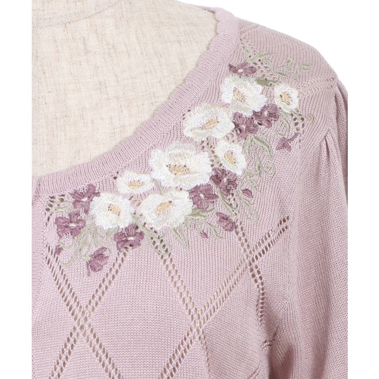 ●PLEATS PLEASE・ISSEY MIYAKE●半袖カーディガン・花刺繍 PLEATS PLEASE ISSEY MIYAKE◇プリーツプリーズイッセイミヤケ