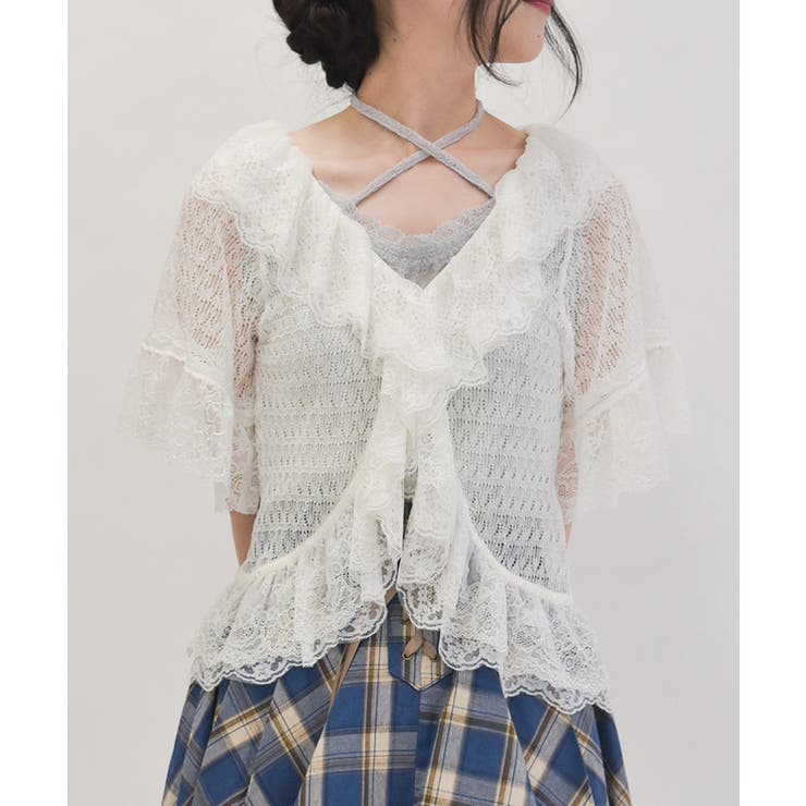 白 | レースフリルボレロ風トップス | axes femme