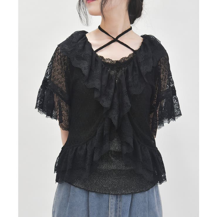 ozz angelo レースフリルボレロ レースフリルボレロ風トップス[品番：IGAW0006674]｜axes femme