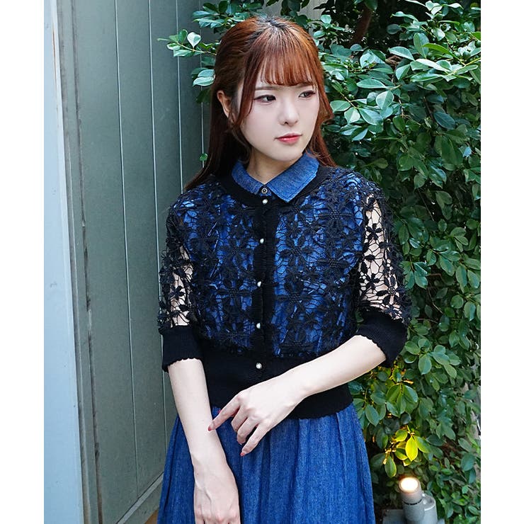 フラワーレース半袖ニットカーディガン | axes femme | 詳細画像11 