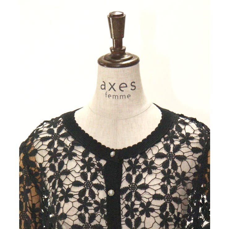 フラワーレース半袖ニットカーディガン | axes femme | 詳細画像15 