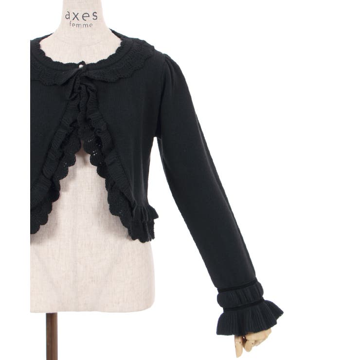 美品✨フォクシー　カシミヤ100% カーディガン　ボレロ　フリル　チュール　40 美品✨フォクシー カシミヤ100% カーディガン ボレロ フリル