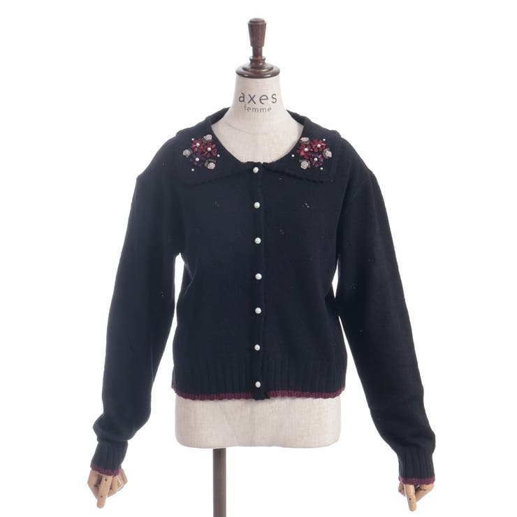 フラワーリボン刺繍ニットカーディガン | axes femme | 詳細画像10 