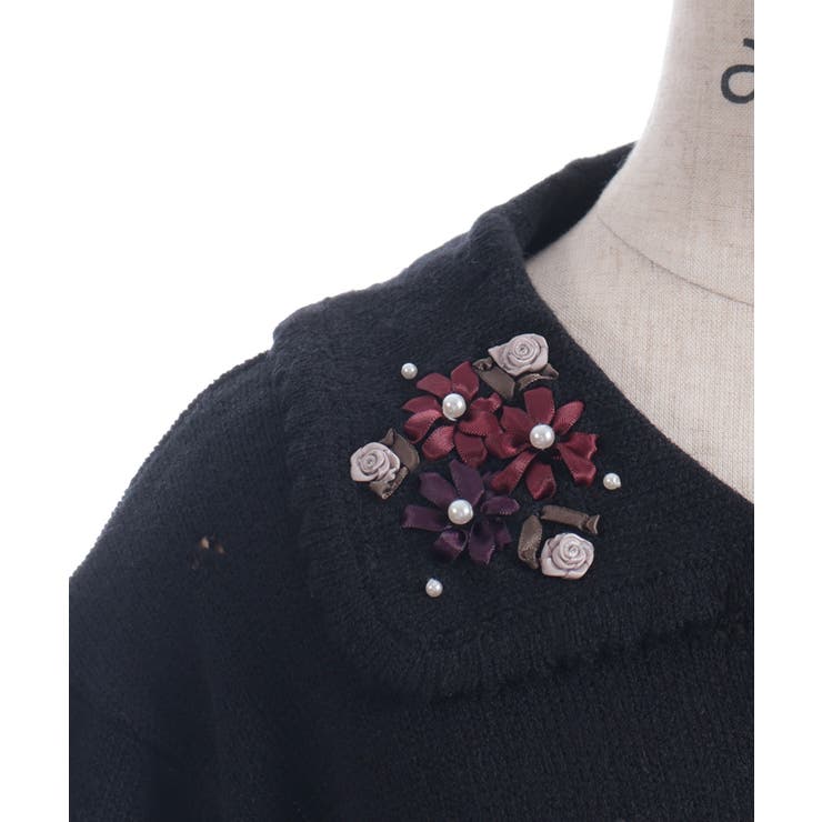フラワーリボン刺繍ニットカーディガン | axes femme | 詳細画像16 