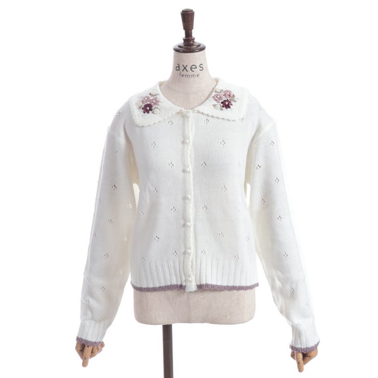 フラワーリボン刺繍ニットカーディガン | axes femme | 詳細画像20 
