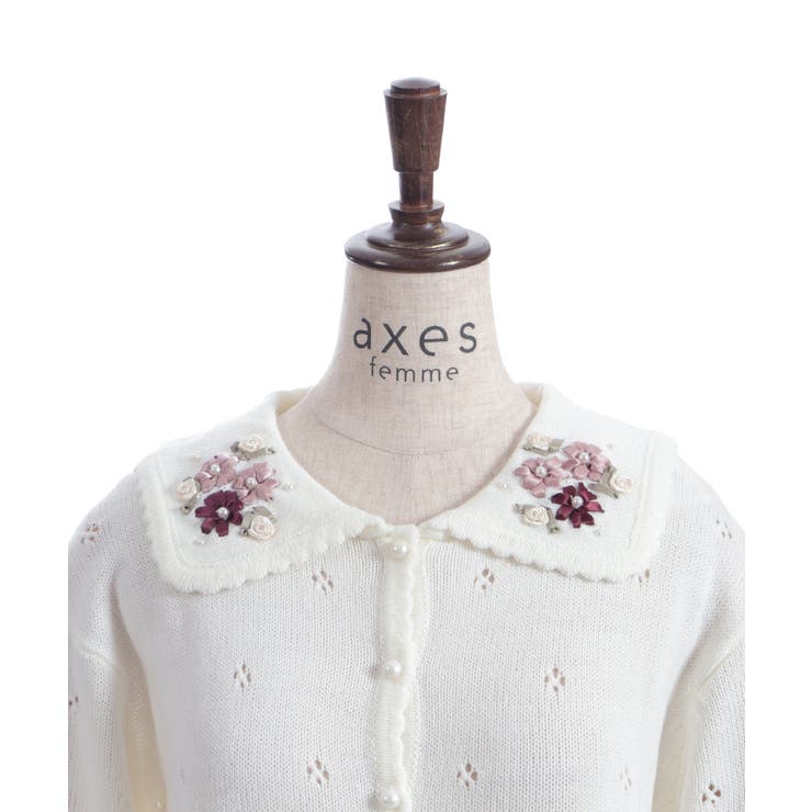 フラワーリボン刺繍ニットカーディガン | axes femme | 詳細画像23 