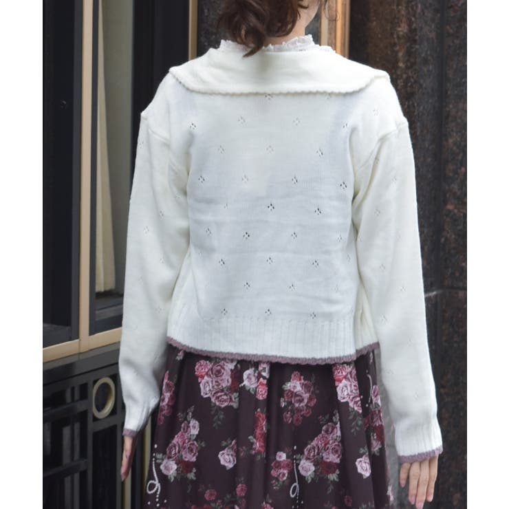 フラワーリボン刺繍ニットカーディガン | axes femme | 詳細画像3 