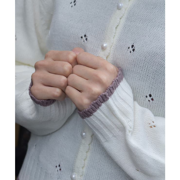 フラワーリボン刺繍ニットカーディガン | axes femme | 詳細画像4 