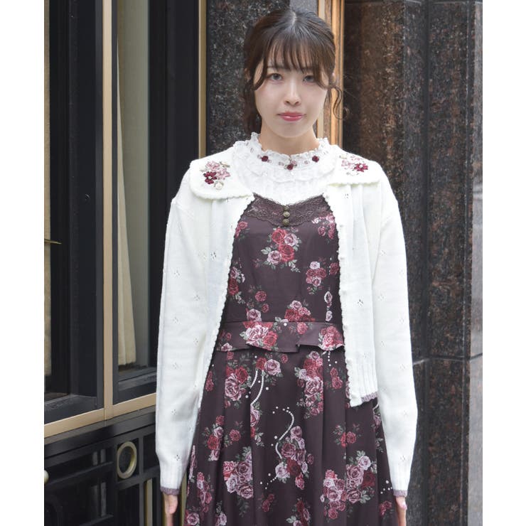 フラワーリボン刺繍ニットカーディガン | axes femme | 詳細画像6 