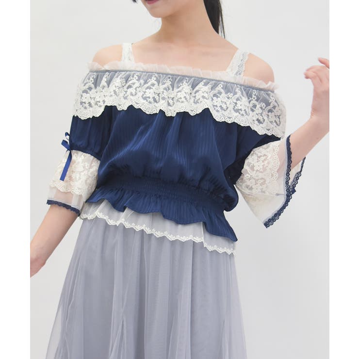 シアストライプ×レースプルオーバー | axes femme | 詳細画像10 