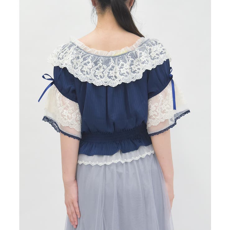 シアストライプ×レースプルオーバー | axes femme | 詳細画像3 