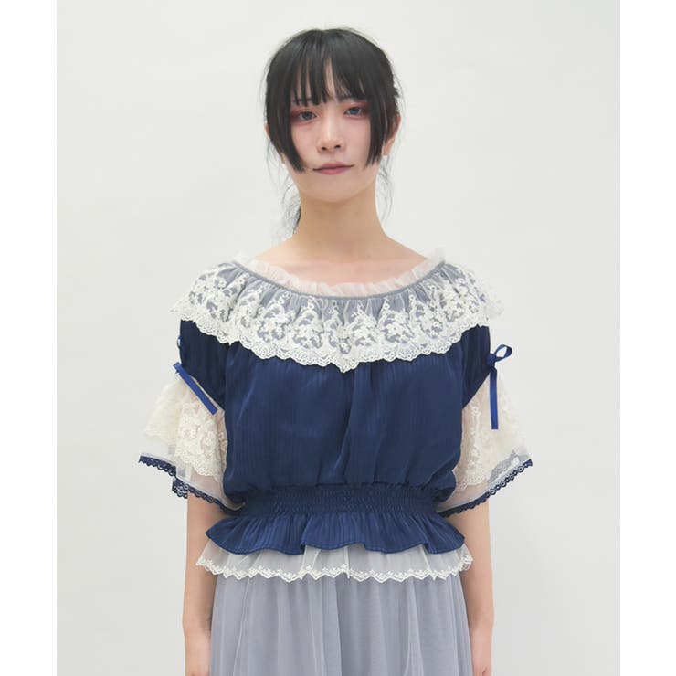 シアストライプ×レースプルオーバー | axes femme | 詳細画像4 