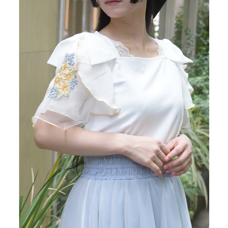 接触冷感ダリア刺繍プルオーバー | axes femme | 詳細画像7 