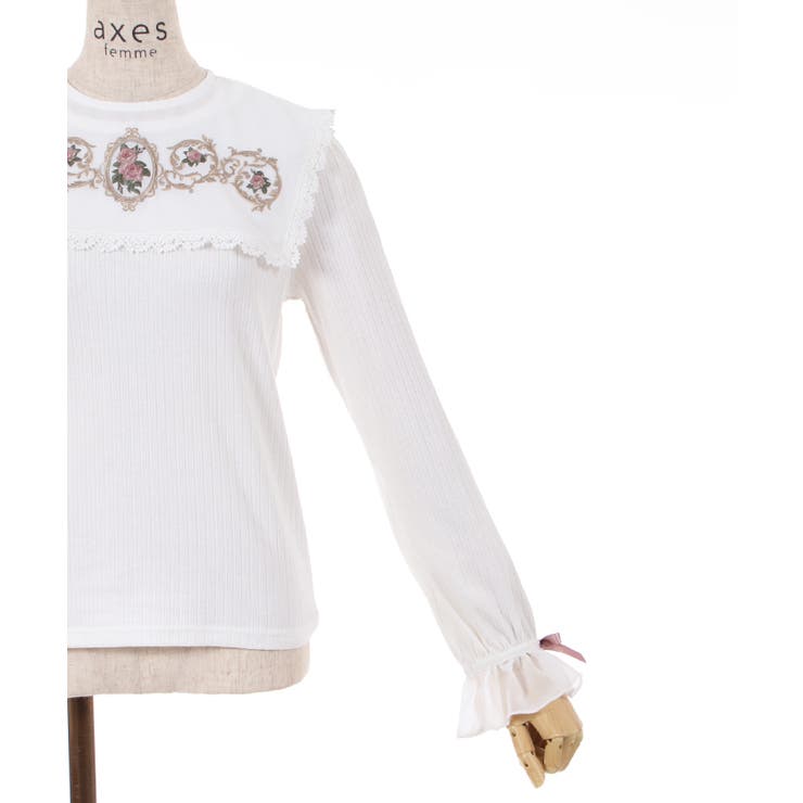 薔薇刺繍入襟セットトップス[品番：IGAW0003290]｜axes femme