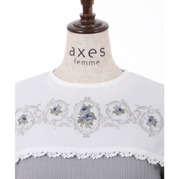 薔薇刺繍入襟セットトップス[品番：IGAW0003290]｜axes femme
