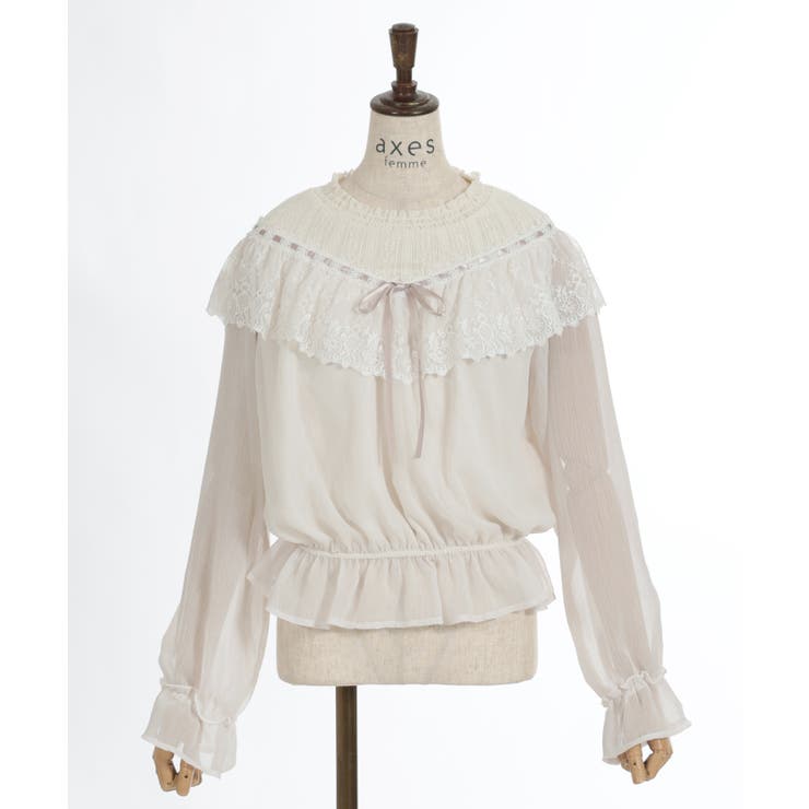 チュールレースシアートップス[品番：IGAW0004869]｜axes femme